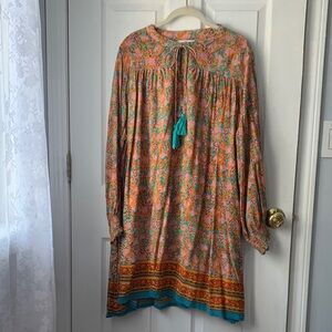 NATURAL LIFE Floral Mini Dress with Tassel Accents XL